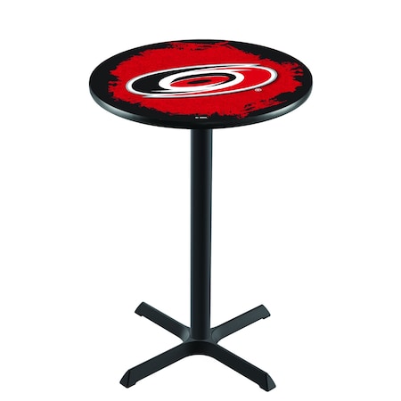 Holland Bar Stool Co 42" Blk Wrinkle Carolina Hurricanes Pub Table L211B4228CarHur